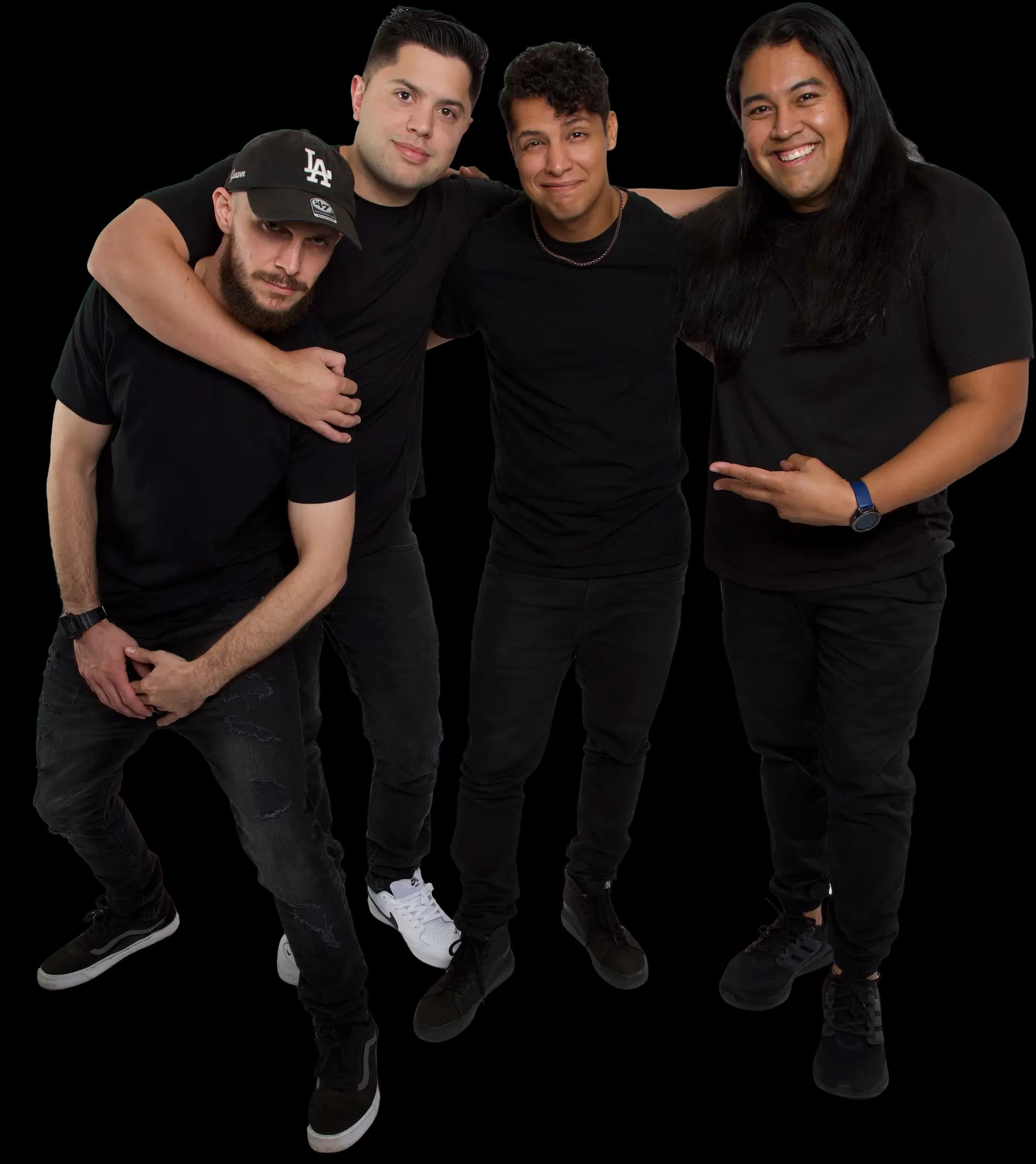 Group band photo standing side by side